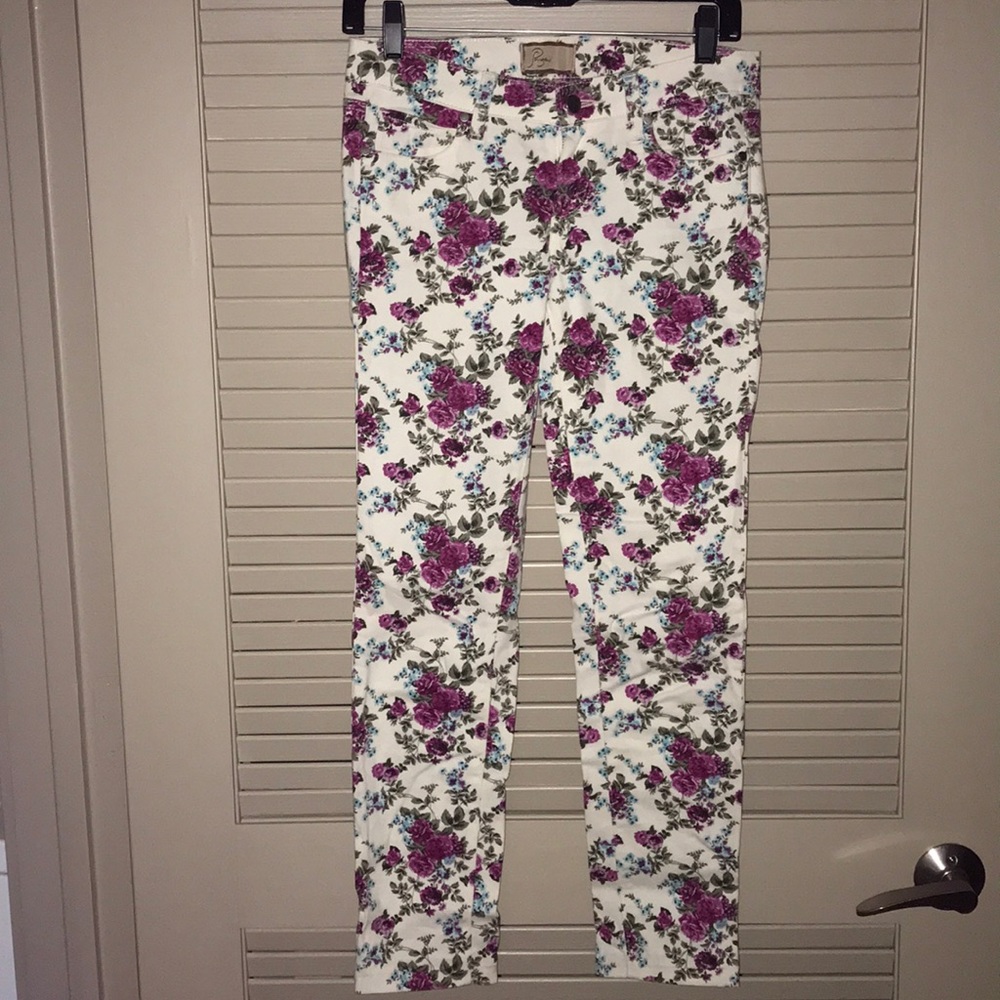 Brand New Paige Rose Floral Peg Skinny Jeans